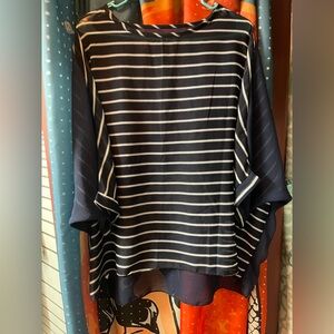 Navy Sheer Striped Blouse